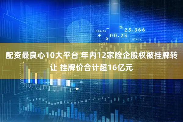 配资最良心10大平台 年内12家险企股权被挂牌转让 挂牌价合计超16亿元